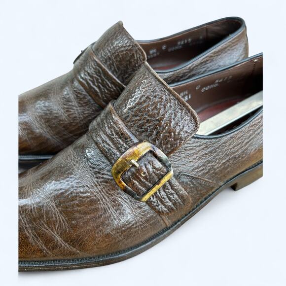 Vintage 70s Allen Edmonds Ostendo Lisbon II Shark Skin Monk Strap Shoes 8.5 C main image 9